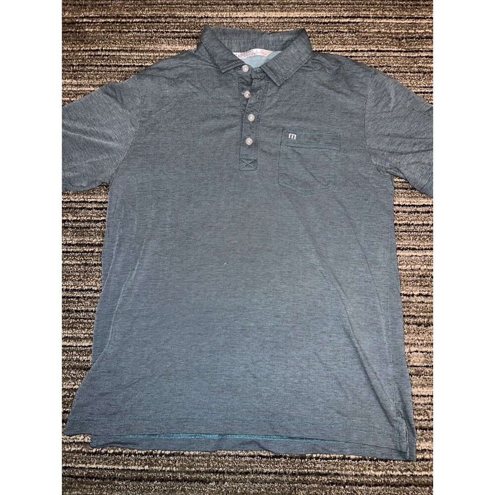 Travis Mathew Polo Shirt Men’s Medium Green Short Sleeve Golf Performance Logo